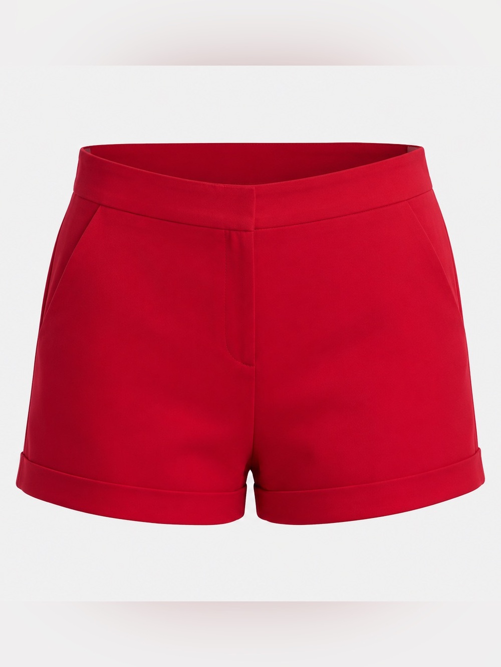 Cinq A Sept Women's Elaine Cuffed High Rise Crepe Shorts Cherry Red Size 12